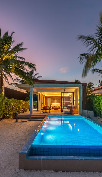 Beach Villa with Private Pool at Kuda Villingili Resort Maldives